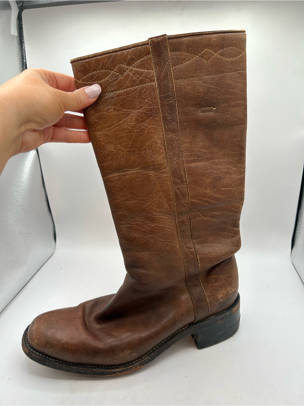Vintage Brown Leather Women's Western Cowboy Boots